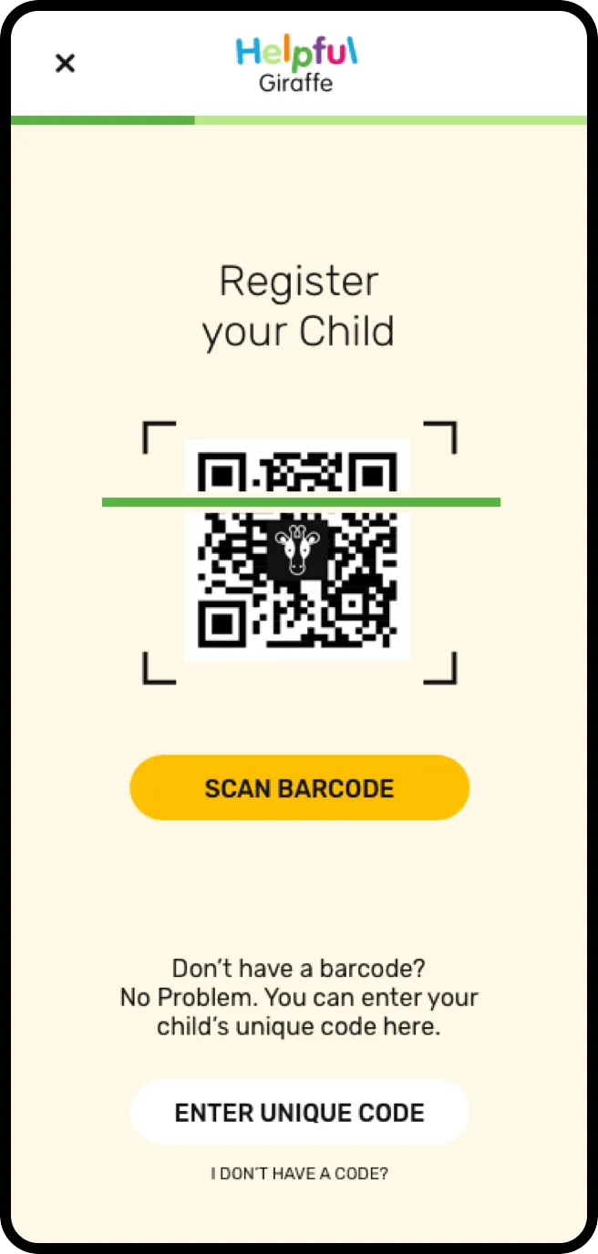 The Helpful Giraffe - mobile app layout stage 3